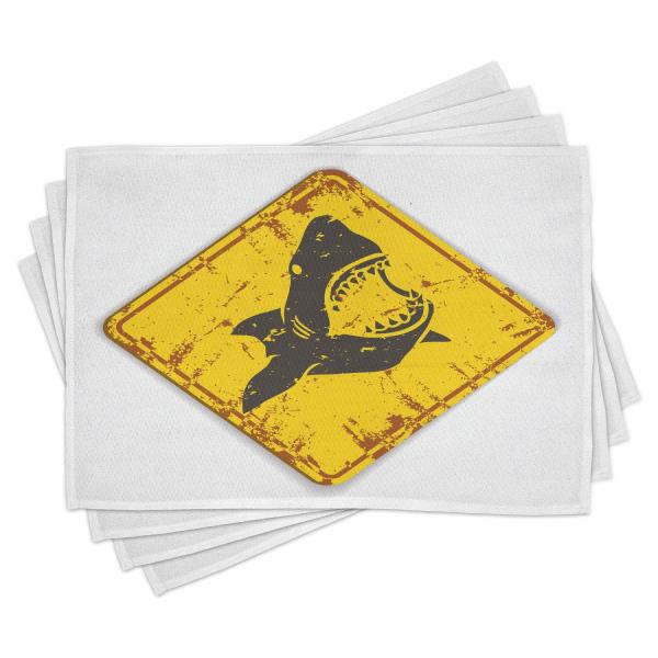 【並行輸入品】Ambesonne Shark Place Mats Set of 4, Cautio...
