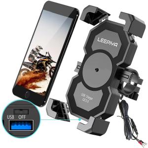 【並行輸入品】オートバイ電話マウントホルダーwith USB充電ポートユニバーサル iPhoneスタンド7 / 8 inchハンドルバークレ 並行