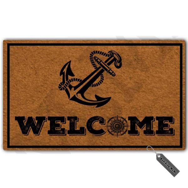 MsMr Doormat Entrance Floor Mat Nautical Welcome A...