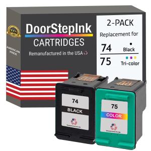 DoorStepInk リサイクルインクカートリッジ HP 74 & 75 (コンボパック ブラック CB335 & カラー CB 並行輸入品｜import-tabaido