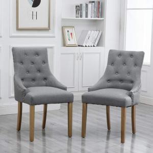 HomeSailing Grey Dining Chair with Arms Set of 2 Hostess Armchair｜import-tabaido