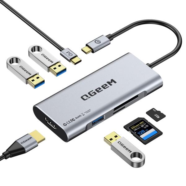 USB C ハブ、QGeeM 7 in 1 USB Type C HDMI 4k ドッキングステーシ...