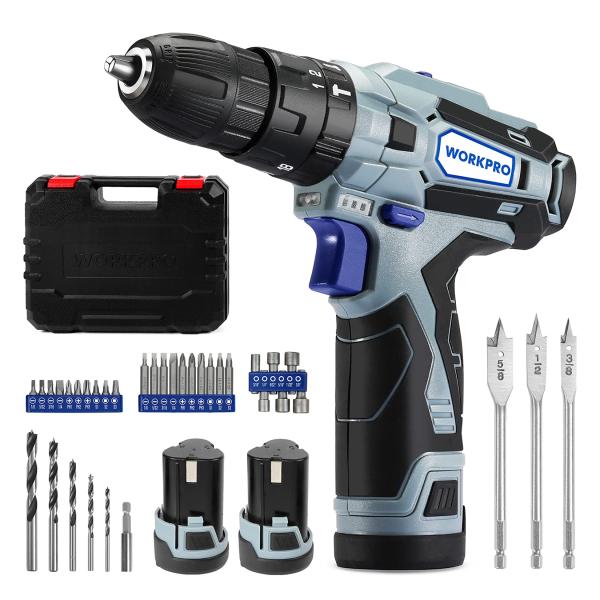 【並行輸入品】WORKPRO 12V Cordless Drill Driver Kit, 2 Sp...