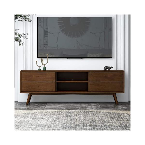 ASHCROFT Denver 70.5&quot; Mid Century Wood TV Stand wi...