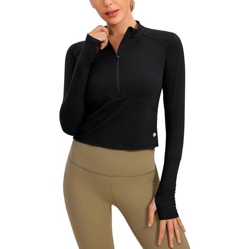 【並行輸入品】CRZ YOGA Women's Long Sleeve Crop Top Quick...