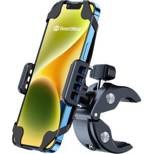 【並行輸入品】【2022年最新進化版】DesertWest バイク スマホホルダー自転車 スマホホルダー 【落下率0%・防振】金属製優れ耐久性 　並行