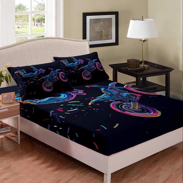 【並行輸入品】3D Dirt Bike Print Bed Sheet Set Motocross ...