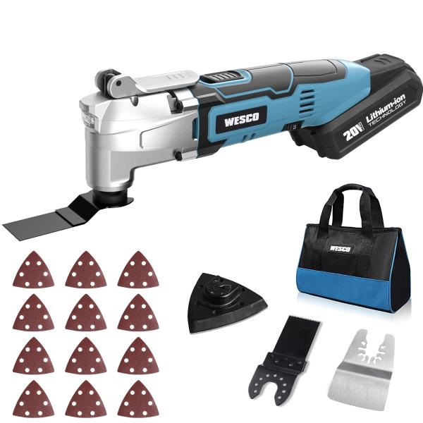 【並行輸入品】WESCO 20V Cordless Oscillating Tool Kit, 2....