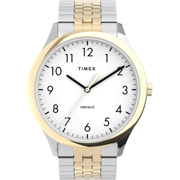 Timex メンズ モダン イージーリーダー 40mm 腕時計, ツートーン/ホワイト。, Time...
