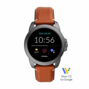 Fossil 44mm Gen 5E Stainless Steel and Leather Touchscreen Smart 並行輸入品｜import-tabaido