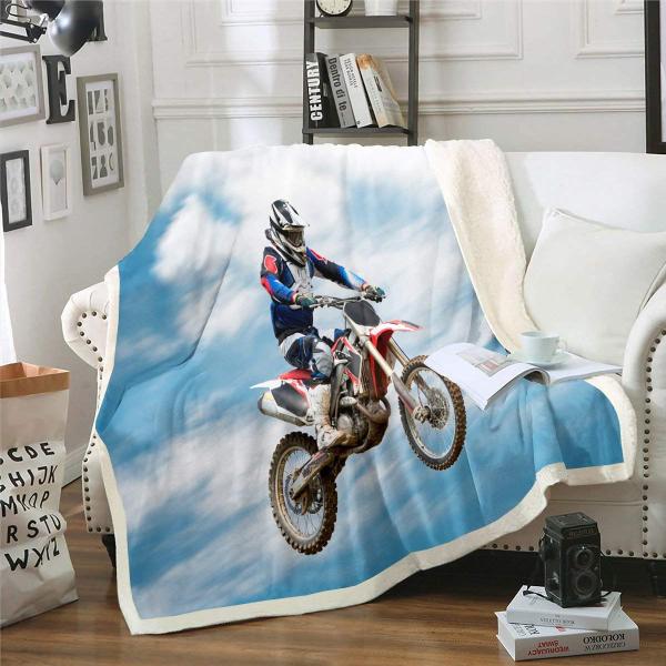 Erosebridal Dirt Bike Sherpa Blanket, Motocross Ri...