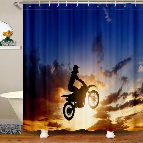Erosebridal Dirt Bike Shower Curtain Motocross Rid...