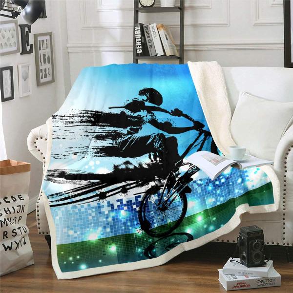 【並行輸入品】Boys Bmx Blanket Throw Bicycle Motocross Ra...