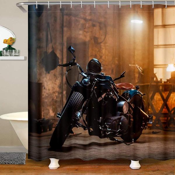 【並行輸入品】Dirt Bike Shower Curtain with Hooks Extreme...