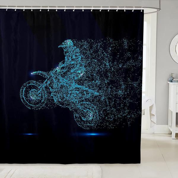 Boy Dirt Bike Shower Curtain, Motocross Rider Bath...