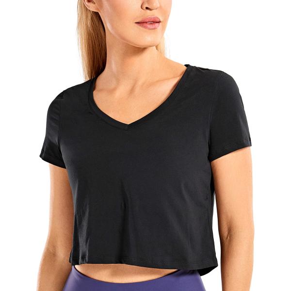 【並行輸入品】CRZ YOGA Women's Workout Crop Tops Pima Cot...