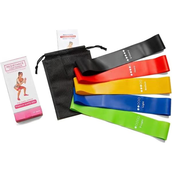 【並行輸入品】レジスタンスループバンドセット エクササイズバンド ワークアウトバンド5本セット 滑り...