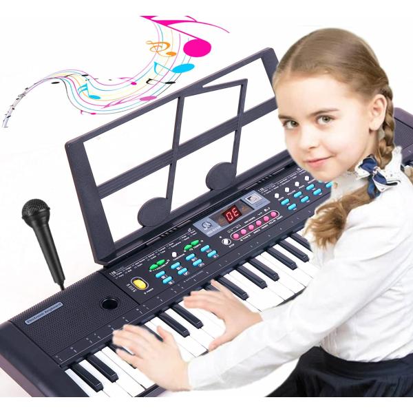 SEMART キーボード ピアノ 61鍵 電動ピアノ デジタル スタンド付き マイク付き 電子キーボ...