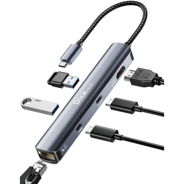 Dockteck 6 in 1 usb c ハブ 4K@60Hz HDMI, usbハブ type ...