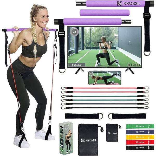 【並行輸入品】ピラティスバーキット 11個の抵抗バンド付き 男女兼用 - ポータブルフィットネス機器...