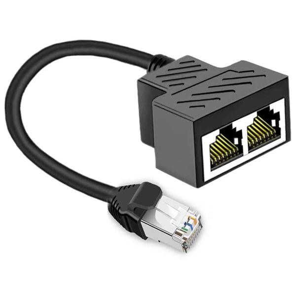 RJ45ネットワークイーサネットスプリッター 1 2ケーブルアダプター オス 2メス スーパーCat...