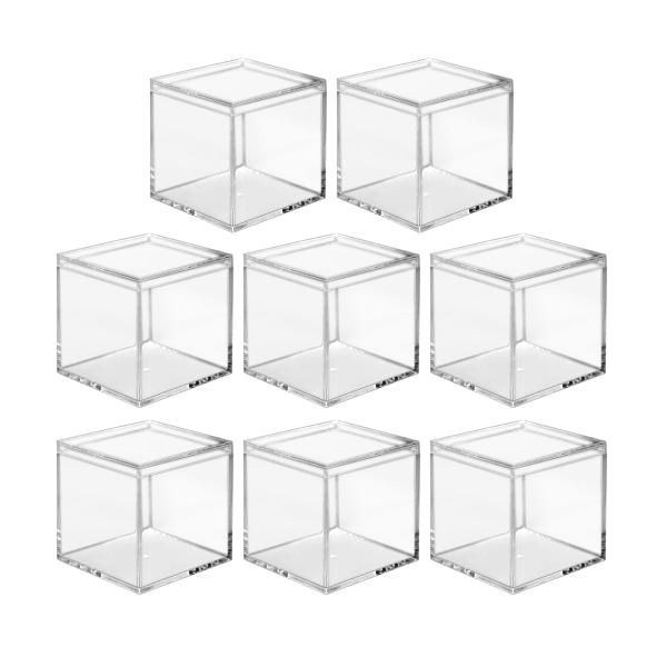 透明アクリルプラスチック正方形キューブ 8個 アクリルクリアボックス 耐久性 蓋付き アクリル正方形...