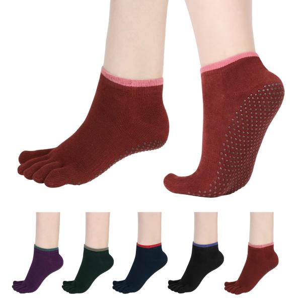 Augot 5 Pairs Yoga Toe Socks for Women Five Finger...