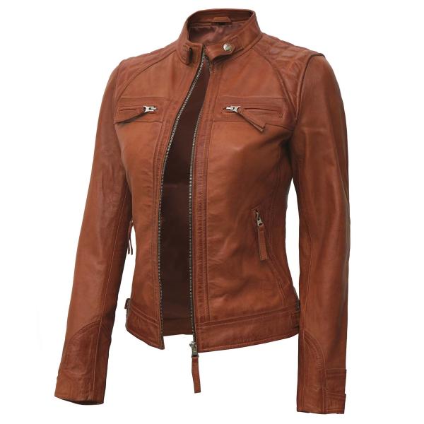 【並行輸入品】fjackets Real Leather Jacket Women   Cafe R...