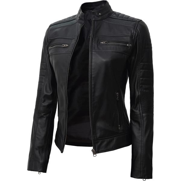 【並行輸入品】fjackets Real Leather Jacket Women   Cafe R...