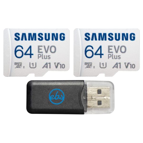 Samsung 64GB EVO Plus MicroSDXC UHS I メモリーカード (2パッ...