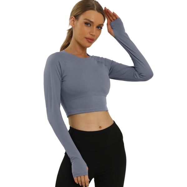 【並行輸入品】Women's Long Sleeve Crop Tops Workout Shirt...