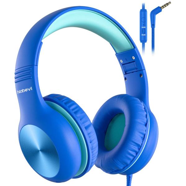 Nabevi Kids Headphones with Microphone, Wired Head...