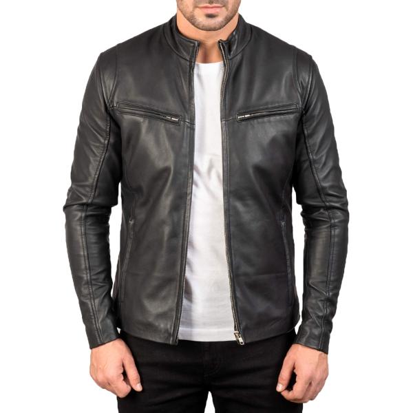 【並行輸入品】MARDAMS Black Leather Moto Jacket Men   6  ...