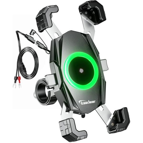 【並行輸入品】Kaedear(カエディア) バイク スマホホルダー バイク用 QI USB ワイヤレ...