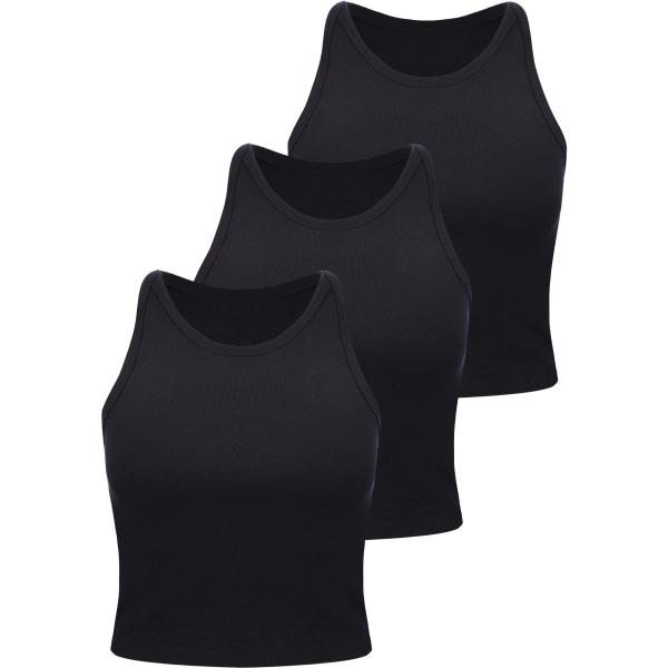 【並行輸入品】3 Pieces Crop Tops Racerback Crop for Women...