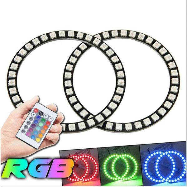 【並行輸入品】1pair 90MM RGB LED Halo Ring Angel Eyes Uni...
