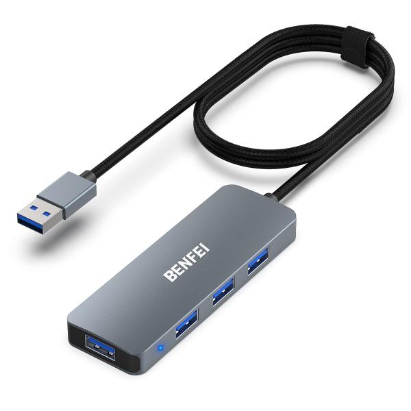 BENFEI USB 3.0 ハブ 4ポート 超スリムUSBハブ 1m 延長ケーブル付き MacBo...