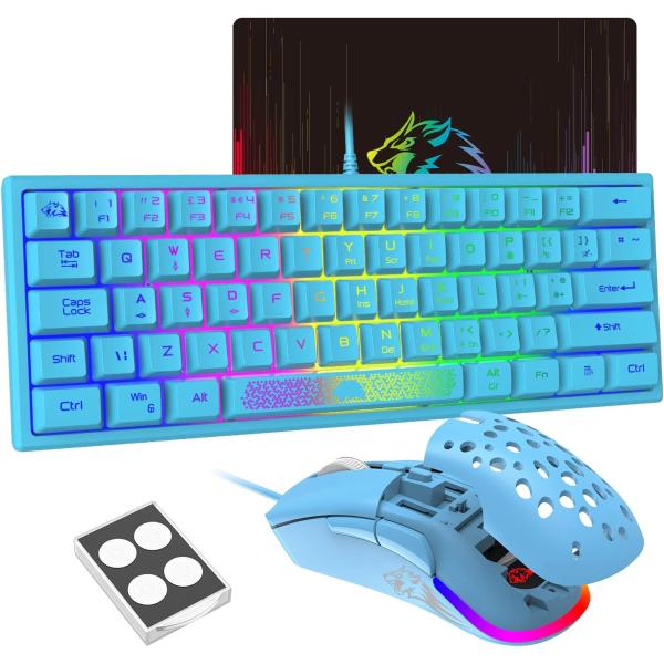 LexonElec K61 60% Mini Wired Gaming Keyboard and M...