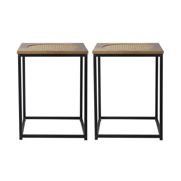 【並行輸入品】GIA サイドテーブル メタルフレーム付き 引き出し1段収納 エンジニアードウッドラタ...