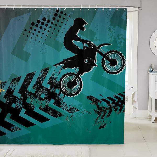 Dirt Bike Shower Curtains,Hippie Motorcycle Graffi...