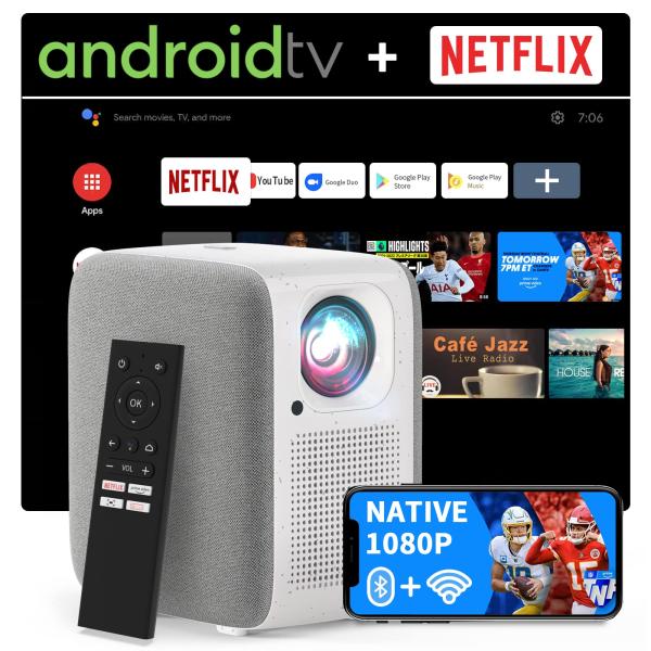 Android TV 10.0搭載ETOEプロジェクター Netflix認定 / 1080Pネイティ...