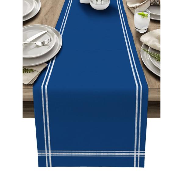Dining Table Runner 60 Inches Long, Modern Navy Bl...