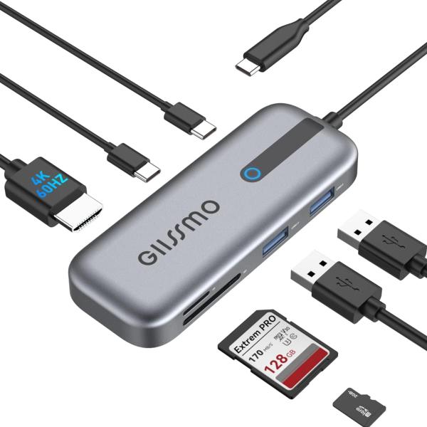 GIISSMO USB Type-C ハブ 7-in-1 USB-C ハブ USB C 変換アダプタ...