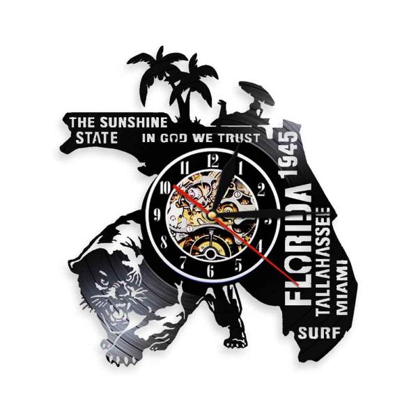 【並行輸入品】Wall Clock   12 Inch Silent US Florida Viny...