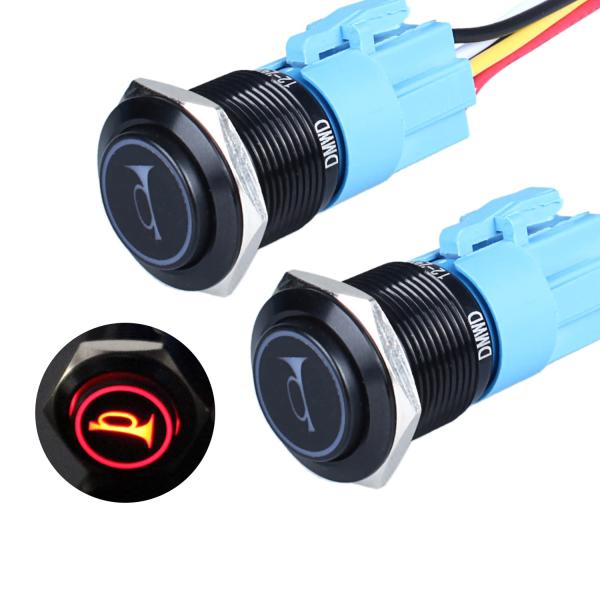 【並行輸入品】DMWD 2個 19mm 隆起スピーカーホーン モーメンタリプッシュボタンスイッチ 3...