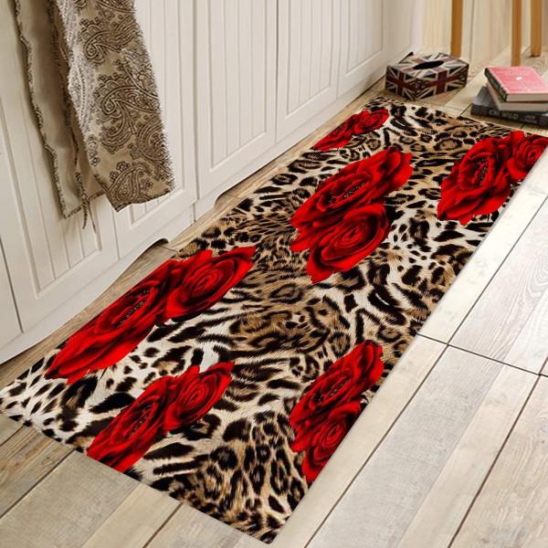 Large Area Rugs,Leopard Print Red Rose Brown Cheet...