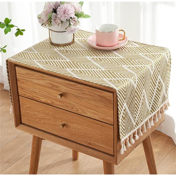 Utobanh Simple Bedside Table Tassel Cover Cloth, T...