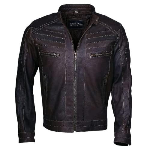 【並行輸入品】Men's Dark Brown Beige Stitch Real Leather ...