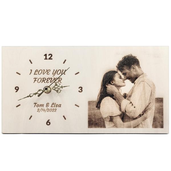 Personalized Wooden Clock with Photo, Custom Photo...