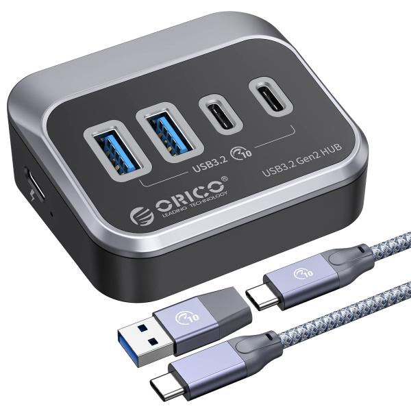 ORICO USB Hub 10Gbps with 2 USB A Ports+2 USB C Po...